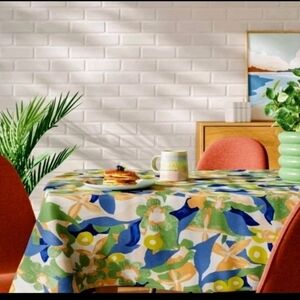 ROOM ESSENTIALS 60 X 104” Rectangle COTTON TABLECLOTH Blue Orange Green Floral